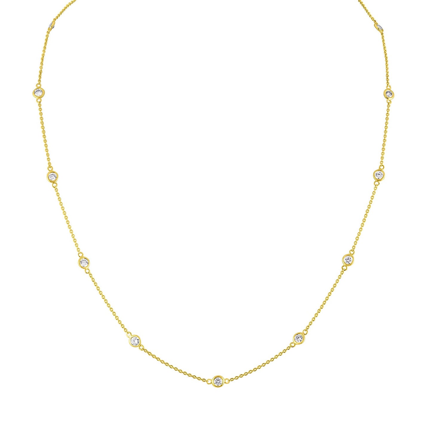 14K Gold Diamond Station Necklace (1 1/10 cttw, H-I Color, VS2-SI1