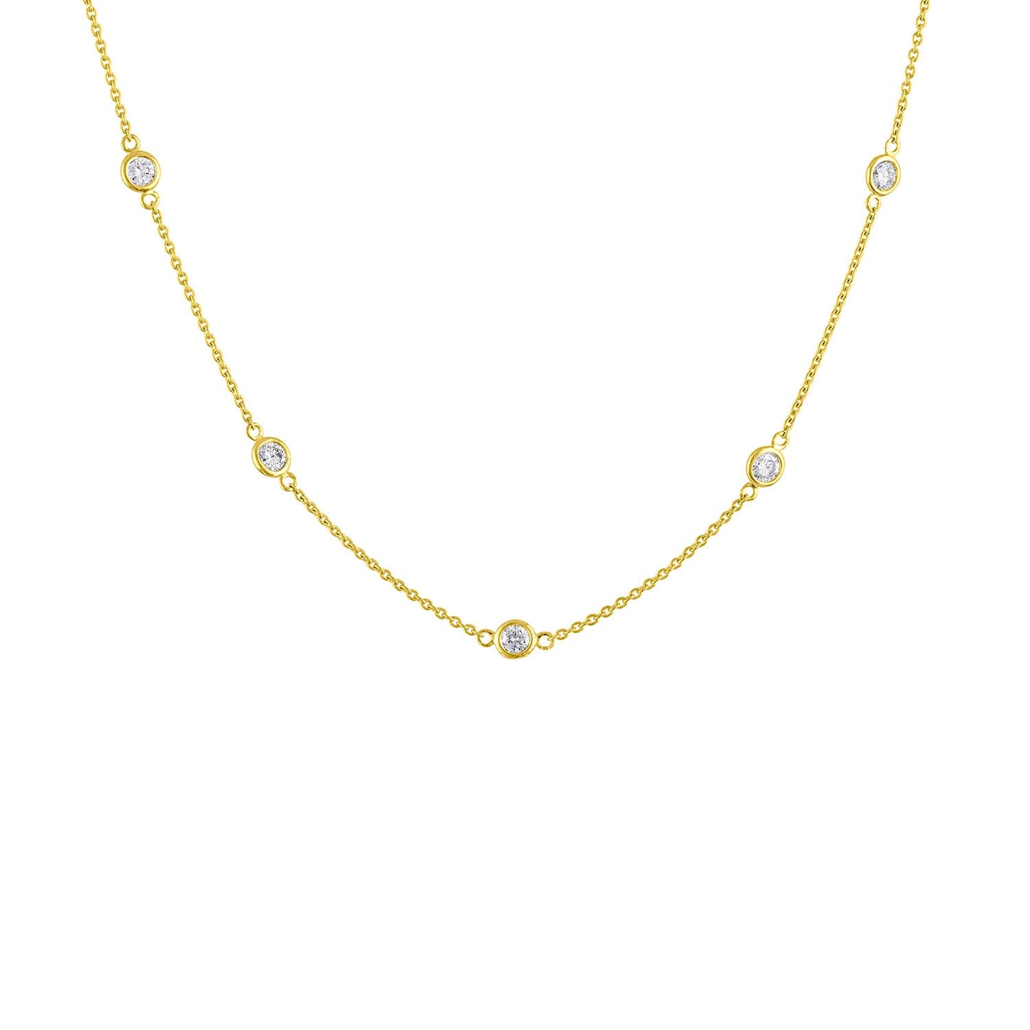 14K Gold Diamond Station Necklace (1 1/10 cttw, H-I Color, VS2-SI1
