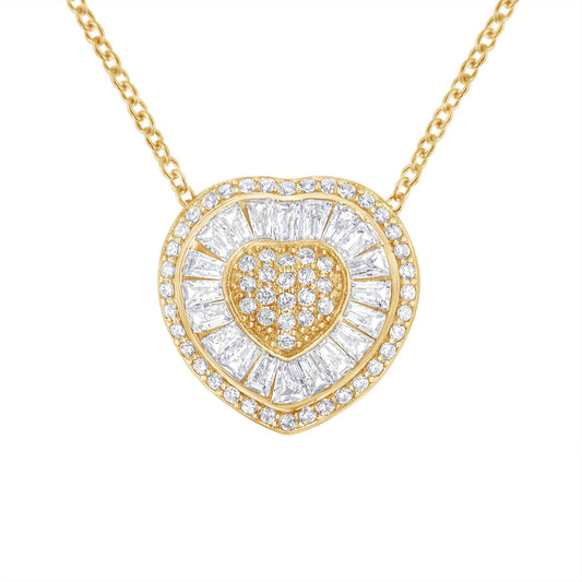 10KT Yellow Gold Diamond Heart Pendant Necklace (1/2 cttw, H-I Color,