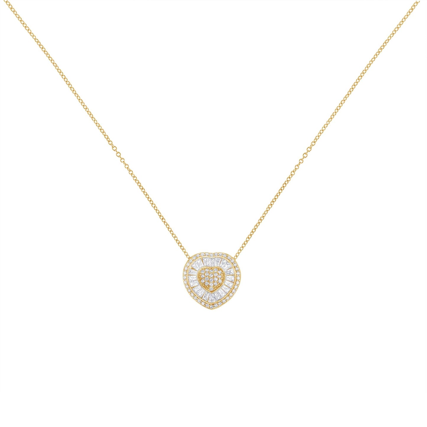 10KT Yellow Gold Diamond Heart Pendant Necklace (1/2 cttw, H-I Color,