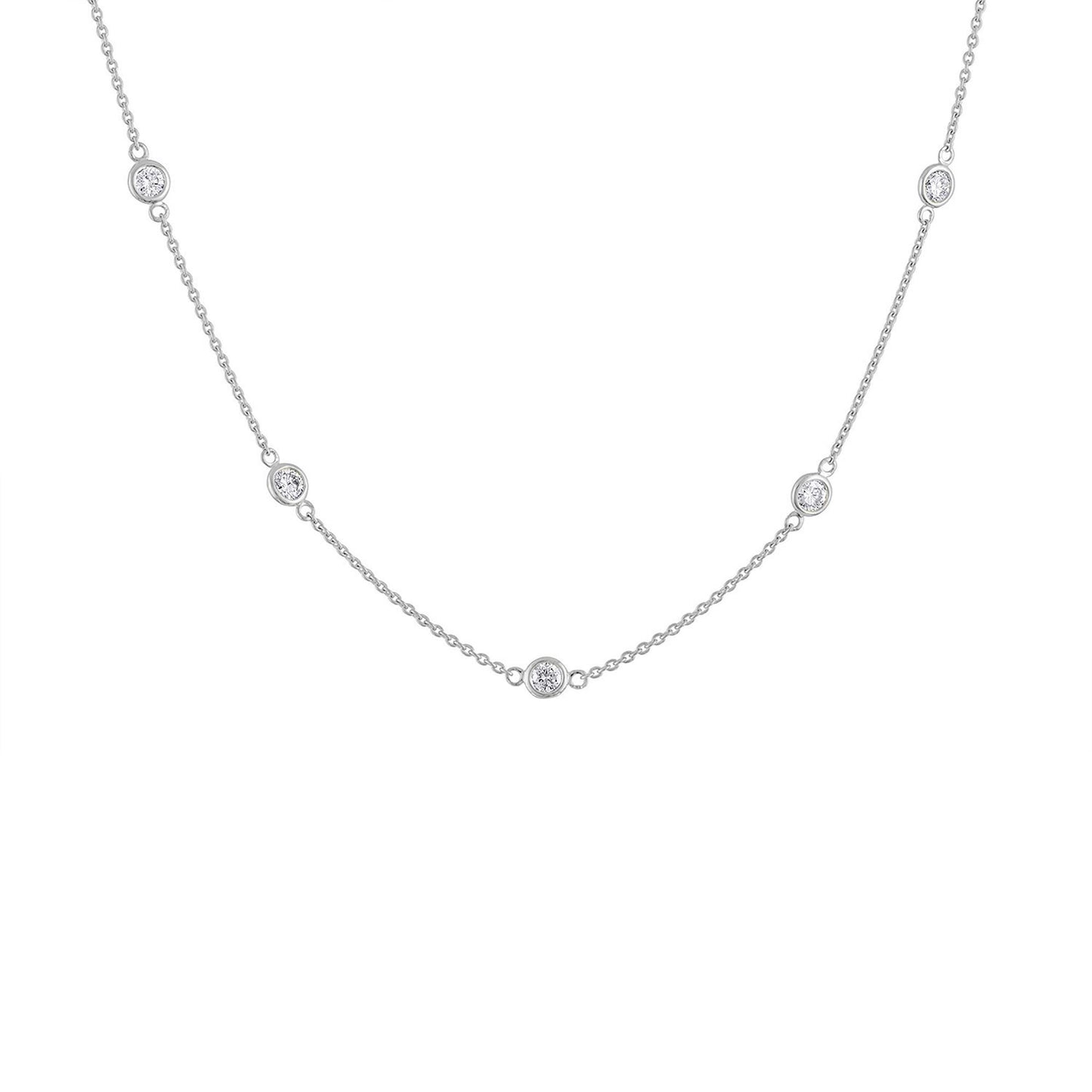 14K Gold Diamond Station Necklace (1 1/10 cttw, H-I Color, VS2-SI1