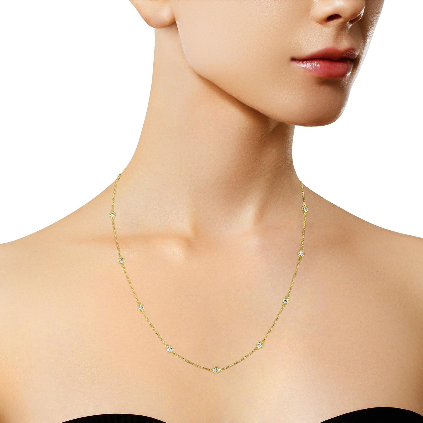 14K Gold Diamond Station Necklace (1 1/10 cttw, H-I Color, VS2-SI1