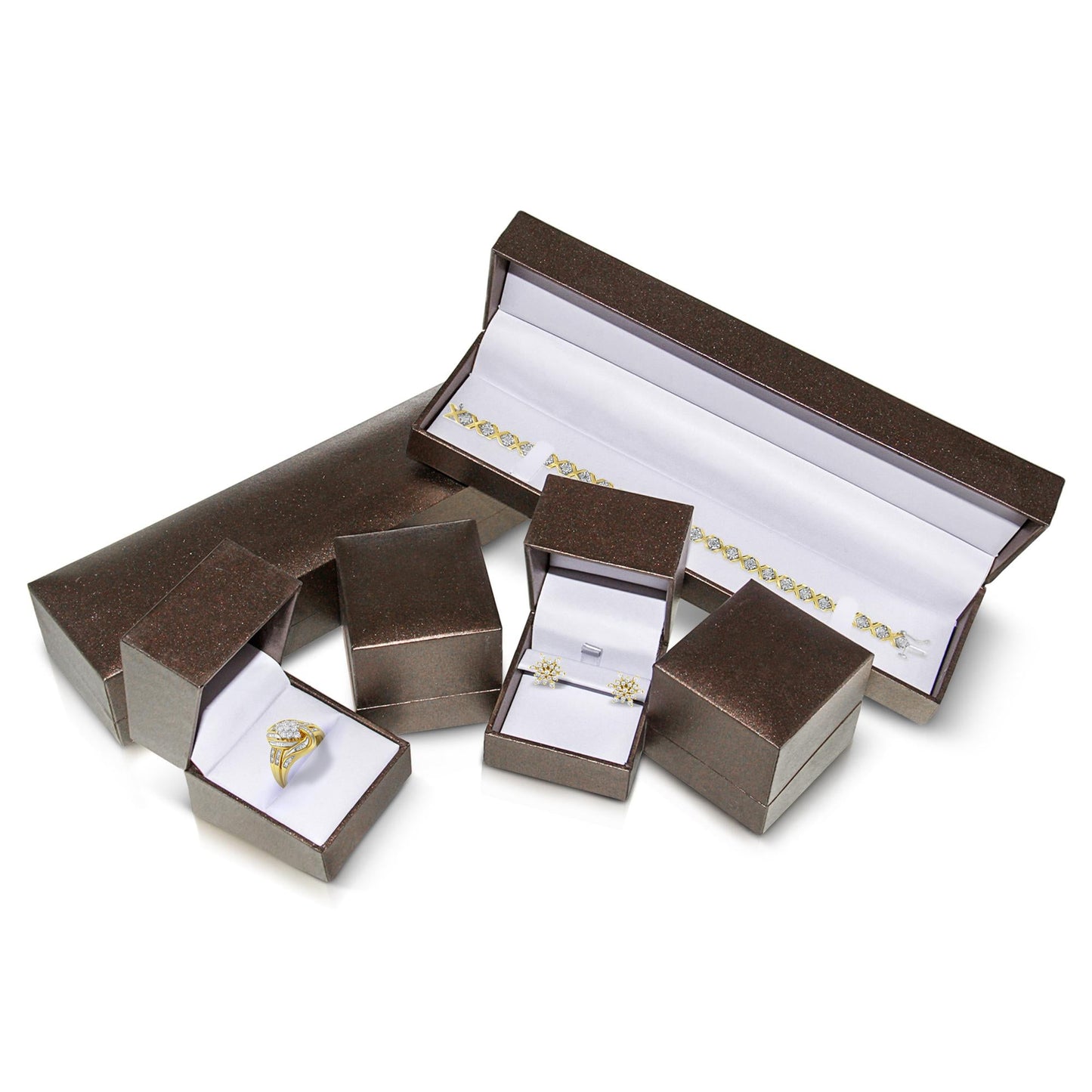 14K Two-Toned Gold Round, Baguette and Princess Cut Diamond Ring (1